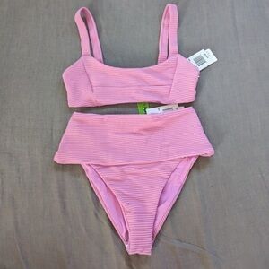 NWT L*Space Jess Bikini Top Rosebud Pink Ribbed Top DD